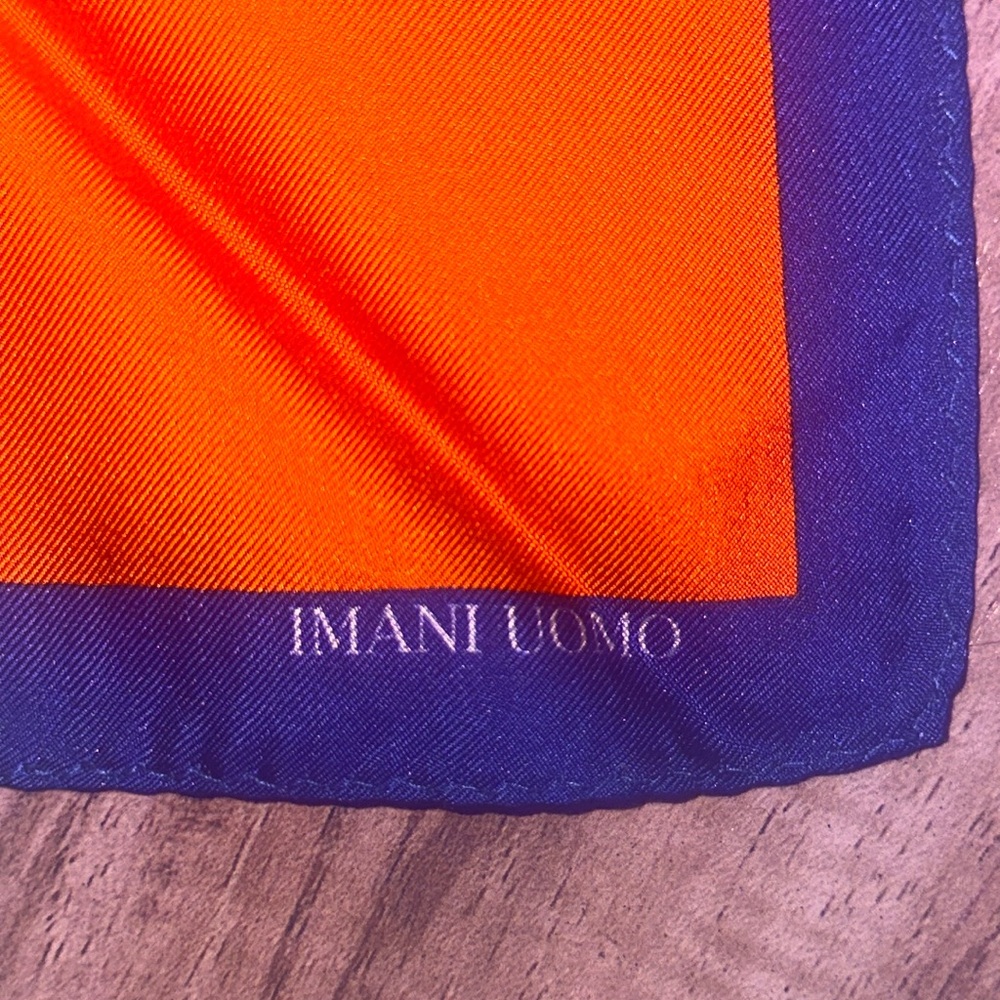 Colorful Patterned Silk pocket scarf. 100% silk. By Imani Uomo - Picture 2 of 4
